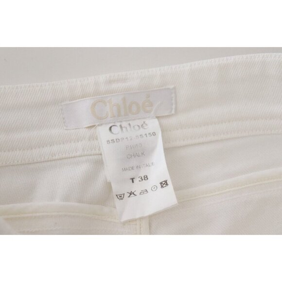 Chloé Women's US6 FR38 White Chalk Skinny Jeans Cotton Blend Low-Rise Slim Denim - Picture 4 of 8